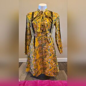 Korean Floral Yellow Dress